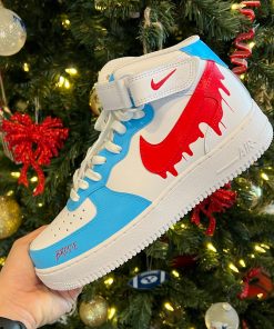 Red Drip Blue Custom Air Force 1