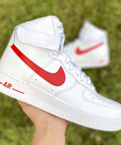 Red Swoosh Check Custom Air Force 1