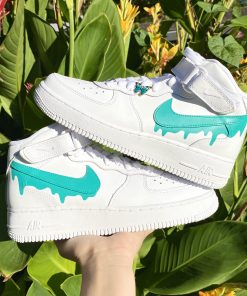 Teal Turquoise Drip Custom Air Force 1