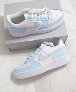 Blue Gray Swoosh Custom Air Force 1