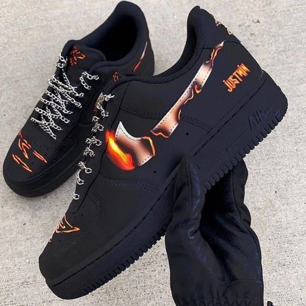 Black Orange Fired Custom Air Force 1