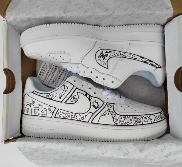 Black White Cartoon Custom Air Force 1