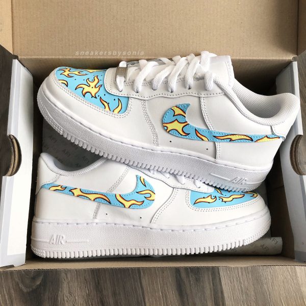 Blue Flame Pattern Custom Air Force 1