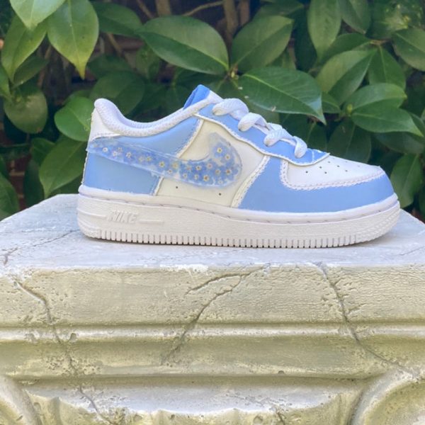 Blue Transparent Flowers Custom Air Force 1