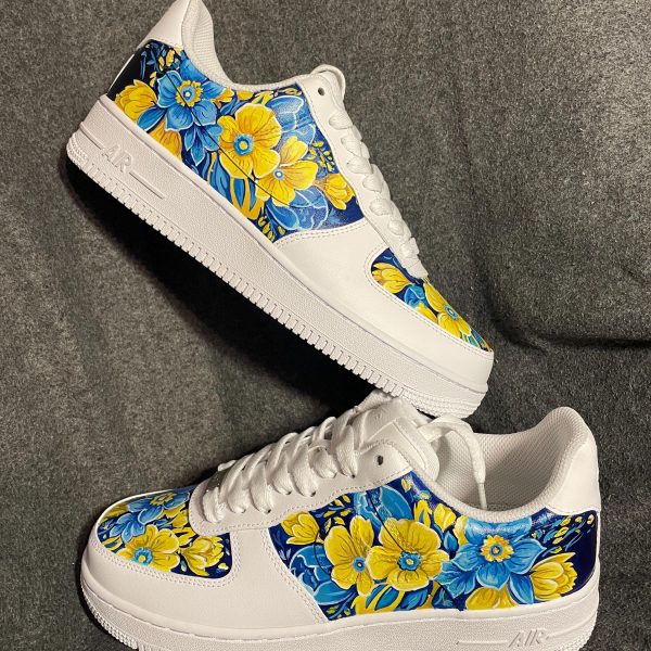 Blue Yellow Flowers Custom Air Force 1