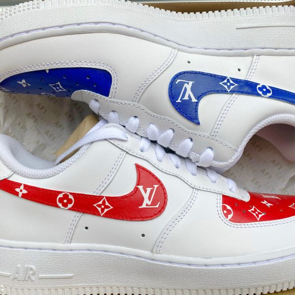 Blue Red LV Custom Air Force 1