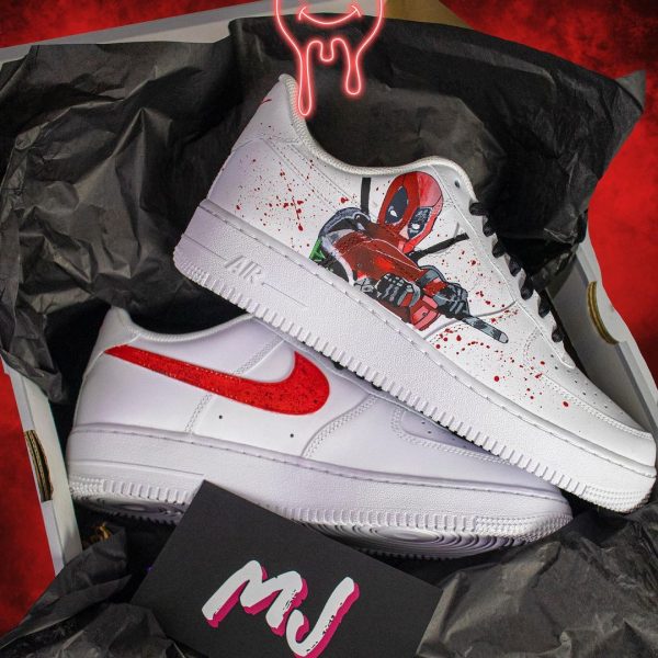 Deadpool Splatter Painted Custom Air Force 1