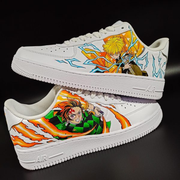 Tanjiro Zenitsu Painted Custom Air Force 1