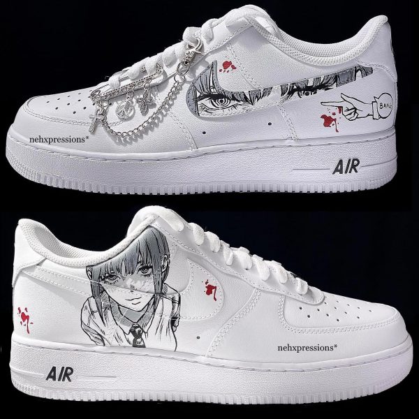 Handpainted Chainsaw Man Custom Air Force 1