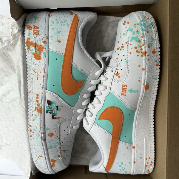 Miami Dolphin Splatters Custom Air Force 1