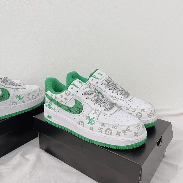 LV White Green Custom Air Force 1