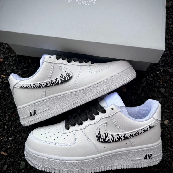 Black Flames Swoosh Custom Air Force 1