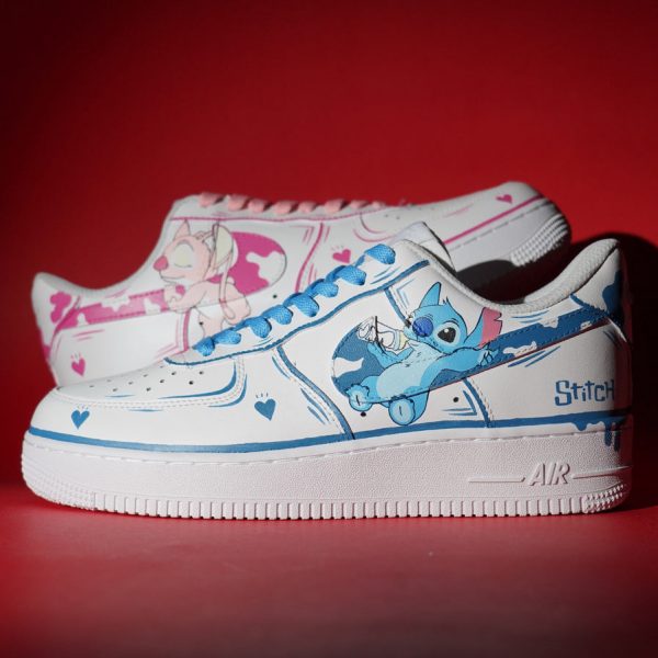 Pink Blue Stitch Custom Air Force 1