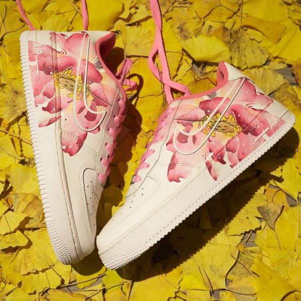 Pink Lotus Painting Ustom Air Force 1