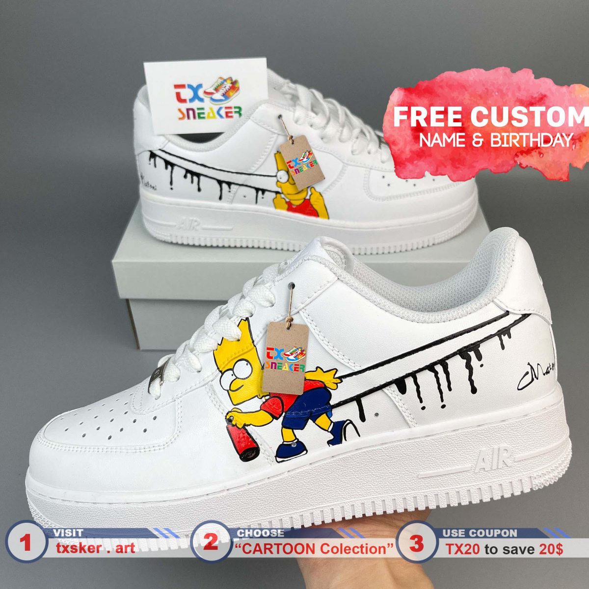 Bart Swoosh Drip Custom Air Force 1