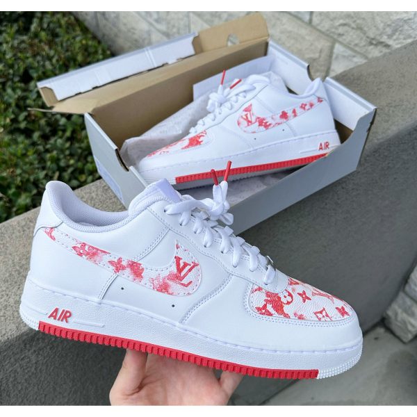 Red Monogram LV Custom Air Force 1