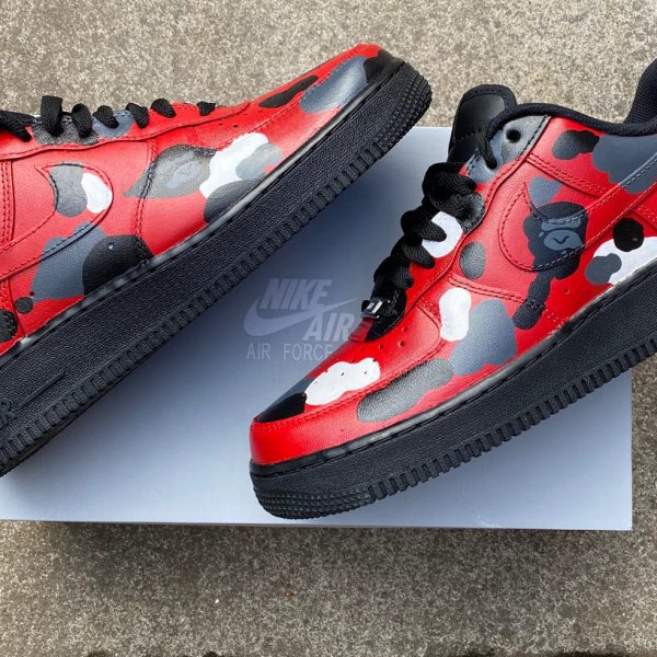 Red Camo Painted Custom Air Force 1