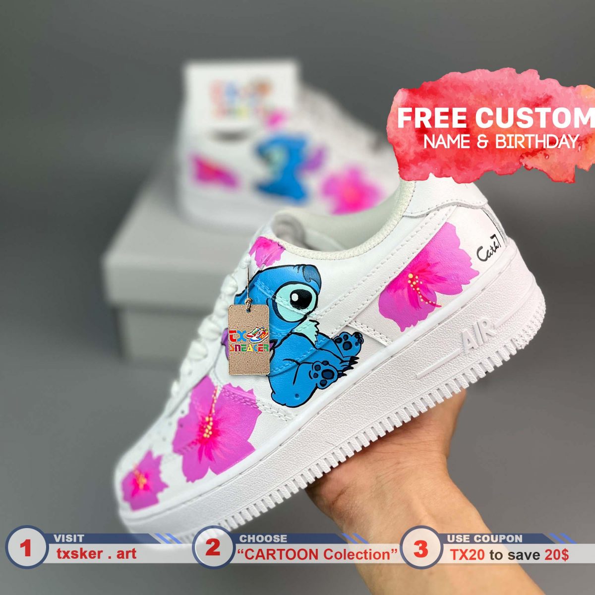 Stitch Cute Flowers Custom Air Force 1