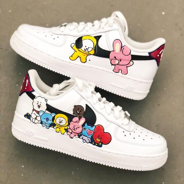 BT21 Black Swoosh Custom Air Force 1