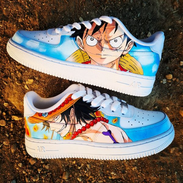 Luffy Ace Handpainted Custom Air Force 1