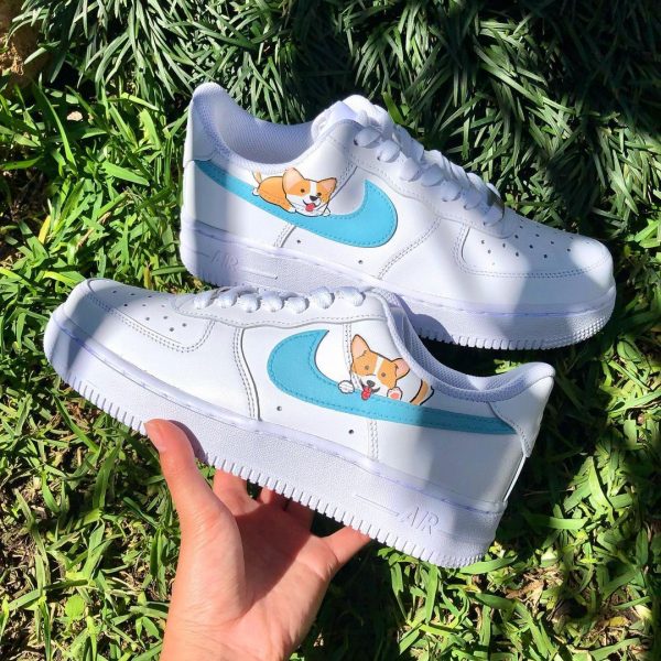 Baby Blue and Corgi Custom Air Force 1