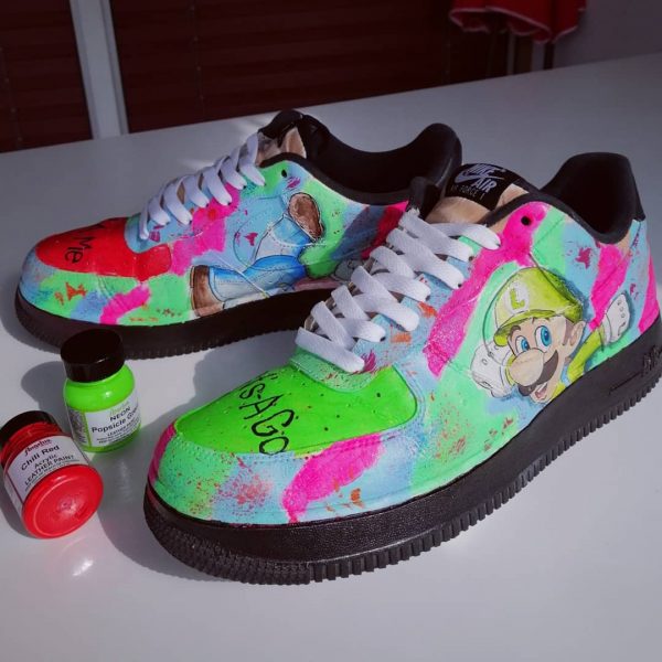 Handpainted Mario Game Custom Air Force 1