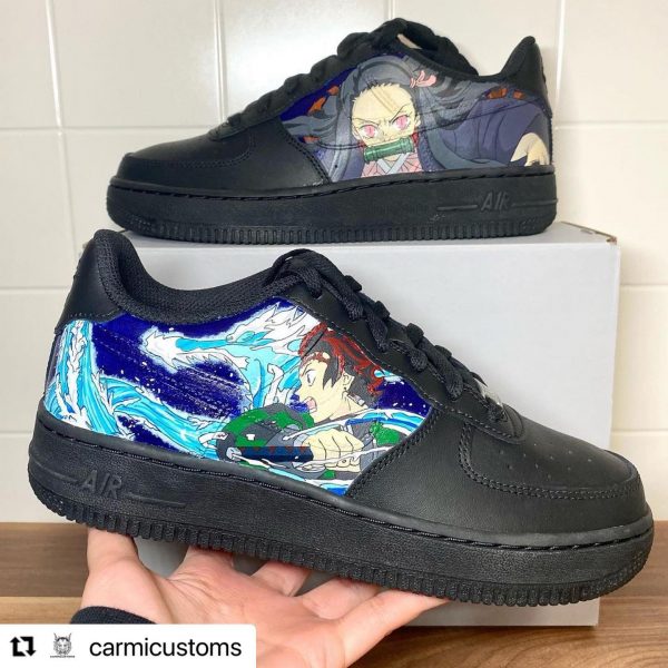 Tanjiro and Nezuko Painted Custom Air Force 1