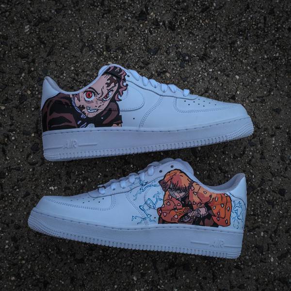 Tanjizo and Zenitsu Painting Custom Air Force 1