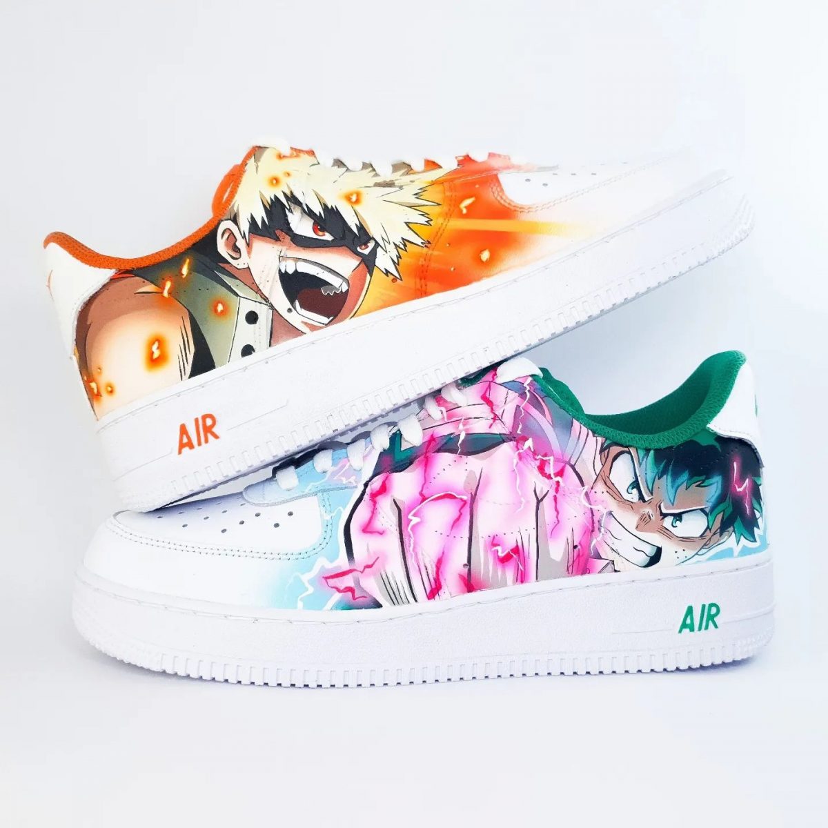 Deku and Bakugo Painted Custom Air Force 1