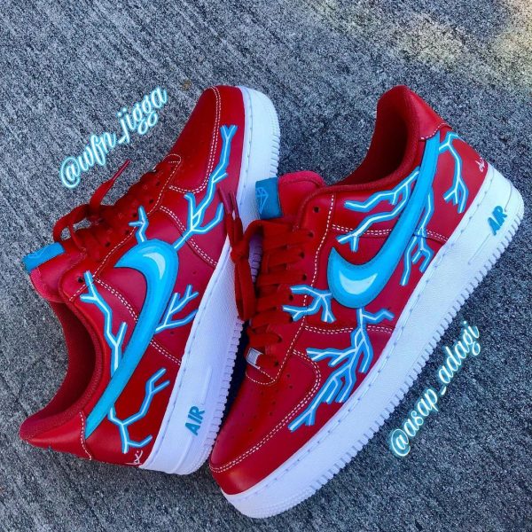 Lightning Red Painted Custom Air Force 1