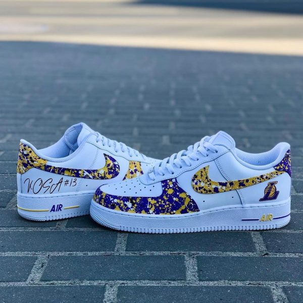 Painted LA Lakers Custom Air Force 1