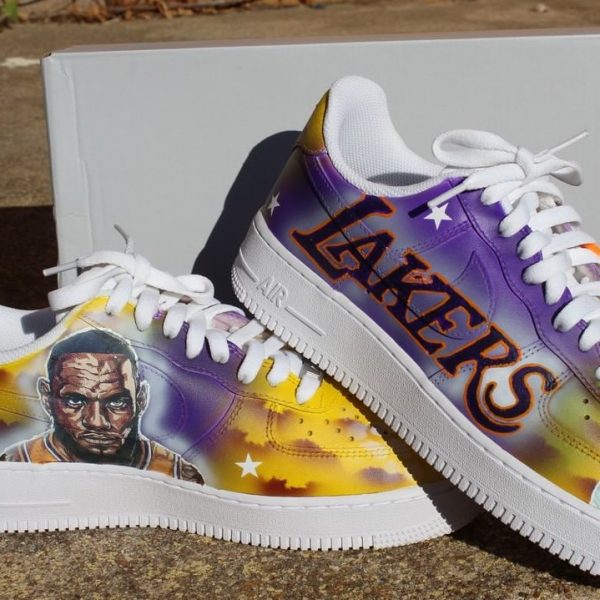 LA Lakers Painted Custom Air Force 1