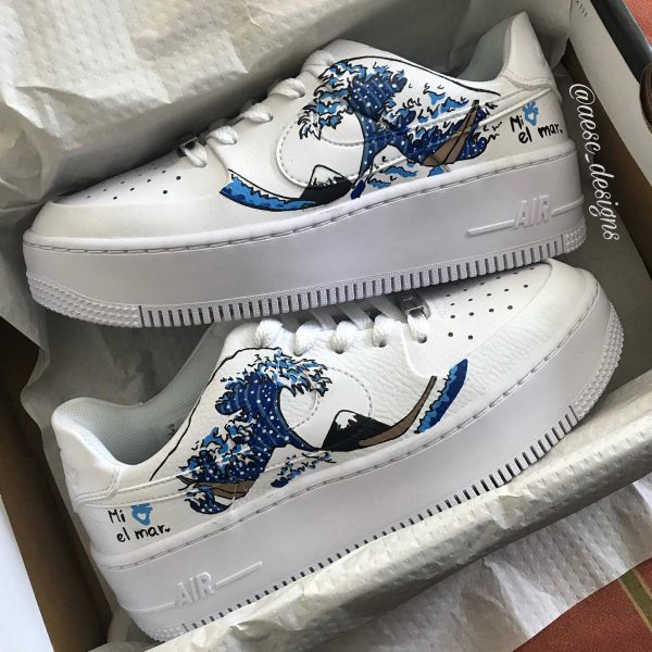 Great Wave of Kanagawa Painted Custom Air Force 1