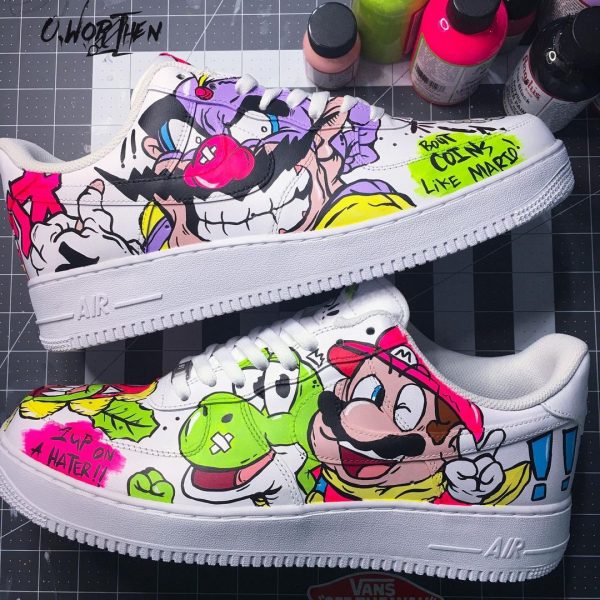 Painted Mario Game Custom Air Force 1