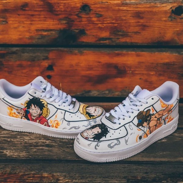 Luffy Ace Painted Custom Air Force 1