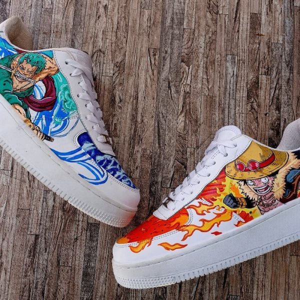 Luffy and Zoro Hanpainted Custom Air Force 1