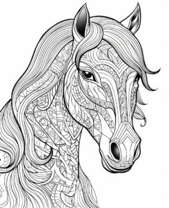 paard-kleurplaat-hoofd-8-mandala