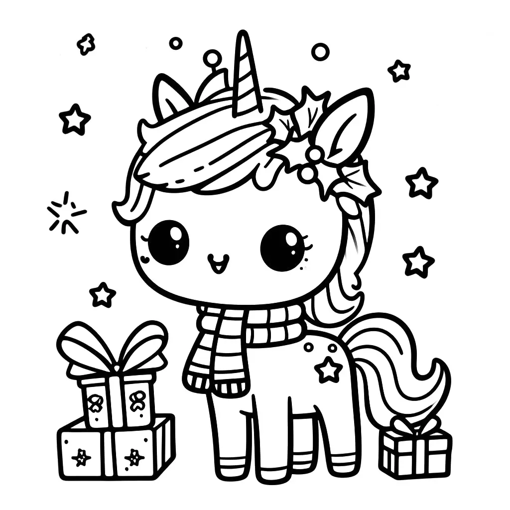 christmas unicorn coloring pages