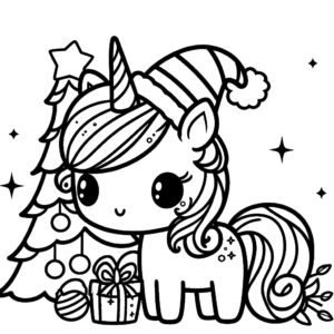 unicorn kleurplaat kerst 23