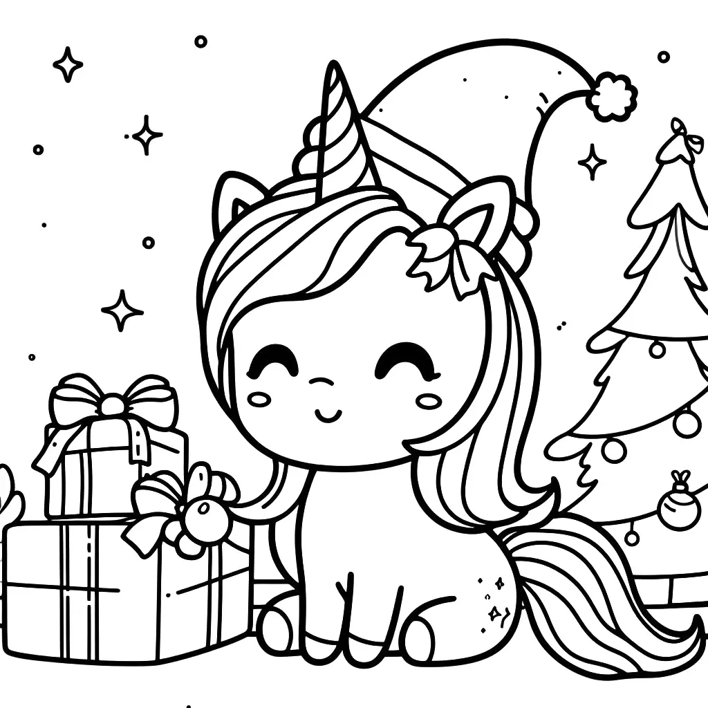 unicorn kleurplaat kerst 36 | kleurplaten-kind.com