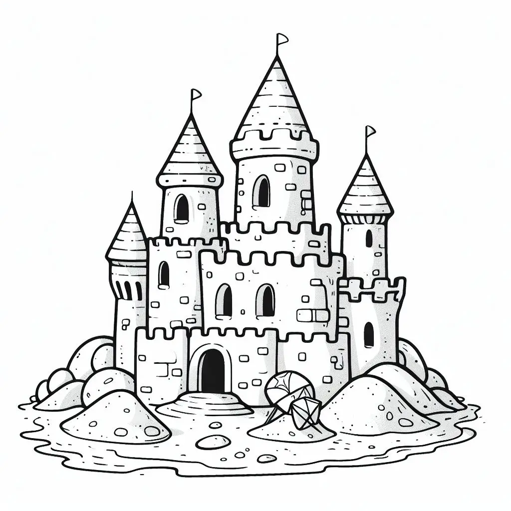 INKTOBER 2019 / 05 build | Castle illustration, Castle drawing, Sand drawing