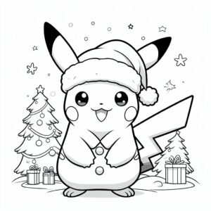 kleurplaat-kerst-kleurplaat-pokemon-pikachu (2)