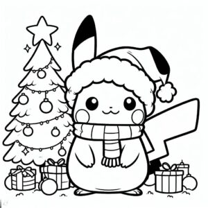 kleurplaat-kerst-kleurplaat-pokemon-pikachu (3)