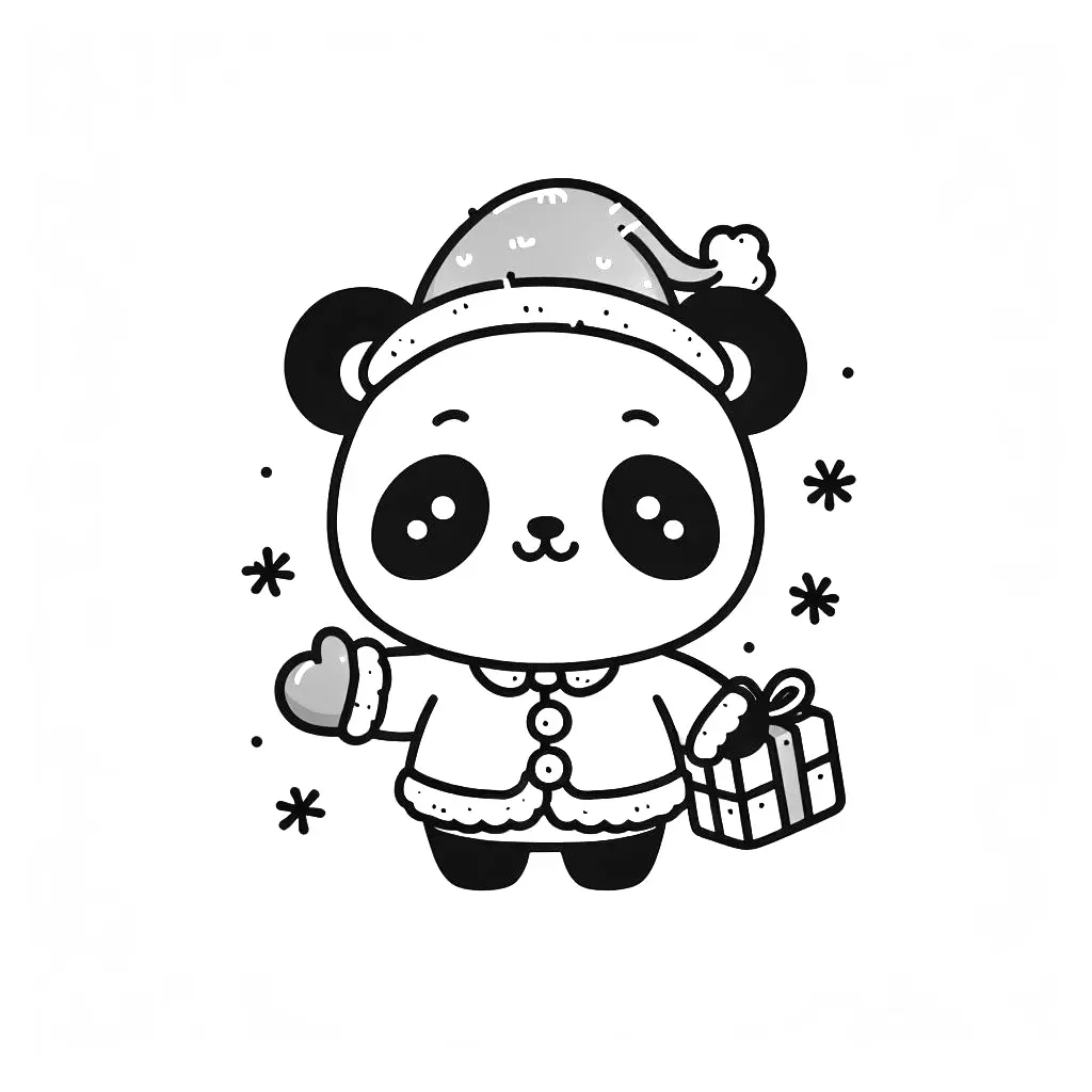 kleurplaat panda kleurplaat kerst (4) | kleurplaten-kind.com