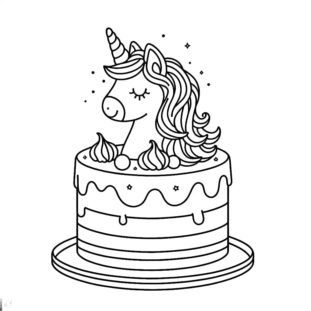 Three Layer Cake Sweet Food Coloring Page for Kids - Stock Illustration  [98156468] - PIXTA