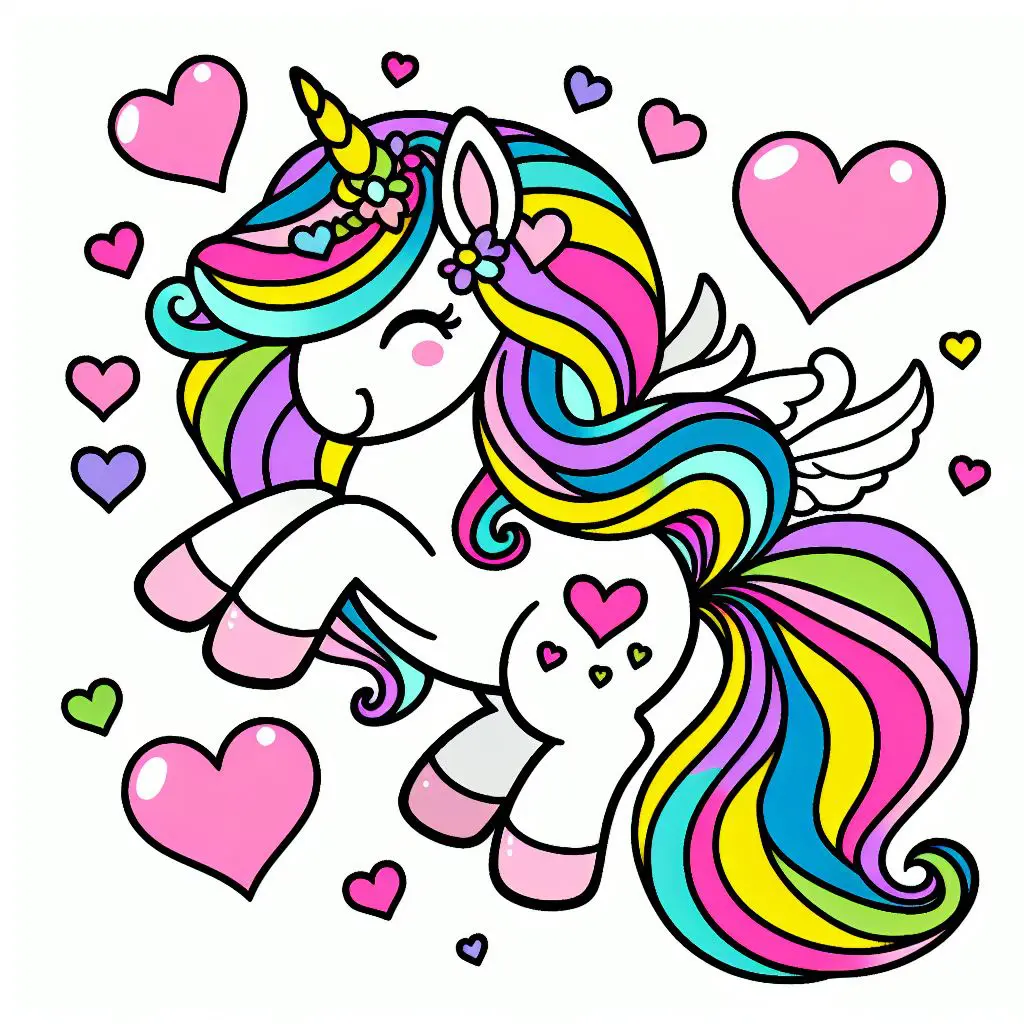 Kleurplaat unicorn hartjes-kleurplaten-kind