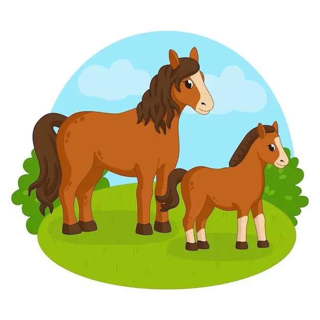Kleurplaat paard met veulen-kleurplaten-kind