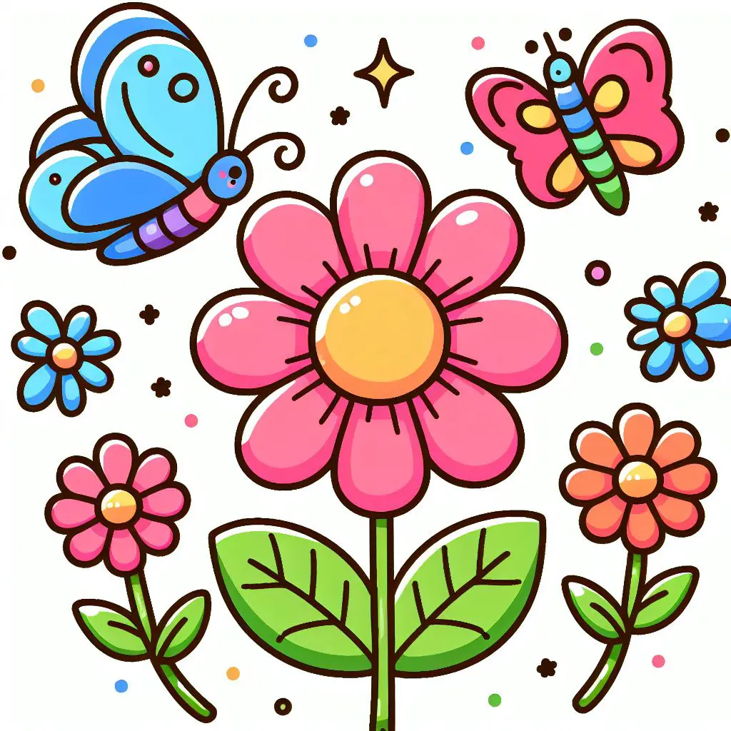 Kleurplaat bloemen en vlinders-kleurplaten-kind