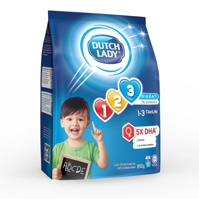 Dutch Lady 123 Milk Powder Plain (12 x 850g)