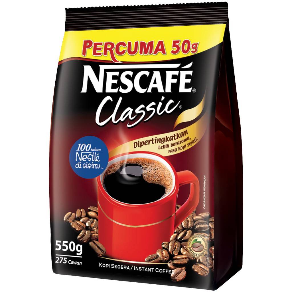 (Restaurant) Nescafe Classic Instant Coffee Soft Pack 550g (12 x 550g)